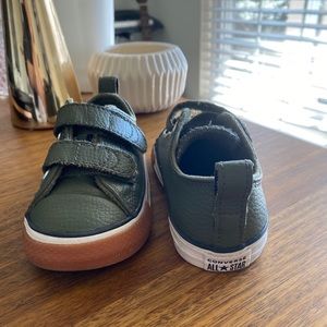 Olive Green Leather Toddler Converse Size 7c